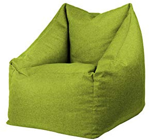 chilly pilley® Sitzsack Sessel in 2 Größen – Bequemer Bean Bag mit Bezug aus Cord, Leinenoptik oder wasserabweisendem Stoff – Moderner Loungesessel für Wohnzimmer, Kinderzimmer oder Terrasse (Grün)