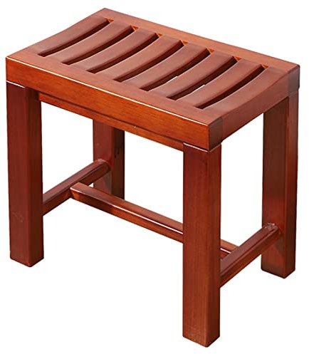 HLLING Sgabello da Bagno in Legno E Poggiapiedi Tempo Libero in Giardino, Legna Sedile per Vasca Idromassaggio E Doccia Sgabello da Sedile, Perfetto per Interni Ed Esterni