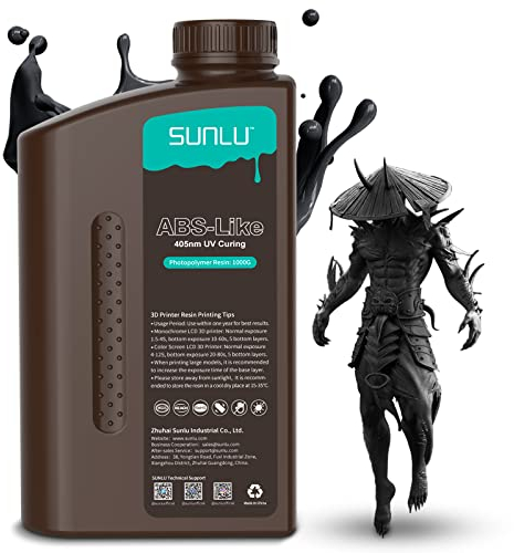 SUNLU ABS-Like 3D Drucker Resin 1KG, 405nm UV-härtendes Standard Photopolymer Schnellharz für den LCD/DLP/SLA 3D Printing, Nicht-spröde & Hohe Präzision, Schwarz 1000G