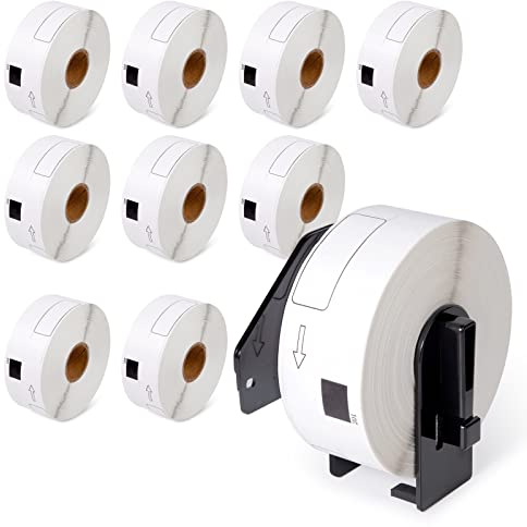 10x MarkField DK-11201 Etikettenrollen 29mm(B) x 90mm(L) Einzeletiketten Adressetiketten Kompatible mit Brother P-Touch QL-500 700 800 810 820NWB 1100, 10 Rollen/4000 Standard Adress-Etiketten