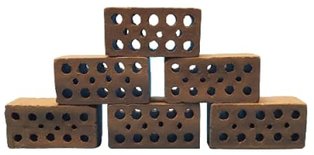 Schmitt Aquaristik Miniatur-Ziegelsteine / Höhle, Versteck für Garnelen, Pflanzen, Mini Ziegel, Ziegelstein, Dekoration Aquarium (sechs Stück)