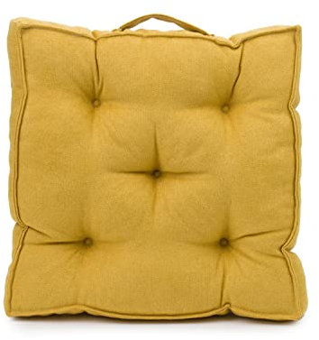 Gözze - Boxkissen mit Tragegriff, Sitzkissen, Gesteppt, Darco, 40 x 40 x 7 cm - Senf