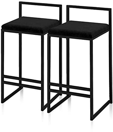 Knjlwa Set mit 2 Esszimmerstühlen aus Samt, mit Stoff gepolsterter Sitz, Barhocker für Frühstücksbar, Theke, Küche und Zuhause