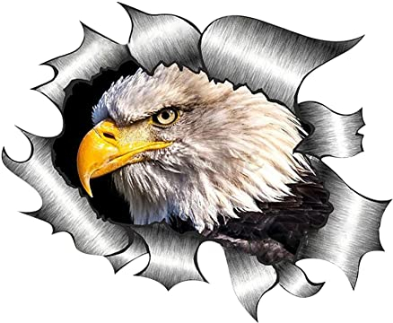 Zerrissener Adler 3D Aufkleber,Asudaro 15 * 15cm 3D Adler Aufkleber Kreativ Tier PVC Sticker Karosserieaufkleber Personalisierter Autoaufkleber Körper Aufkleber wasserdichte Laptop Aufkleber,Schwarz
