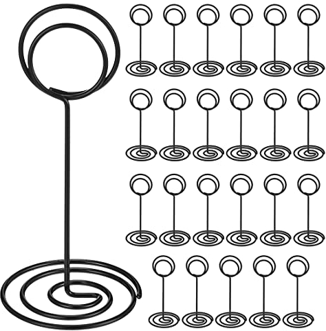 24 Stück Tischnummernhalter für Hochzeitstisch, Kartenhalter, Foto, Memo, Notizen, Fotohalter (schwarz)