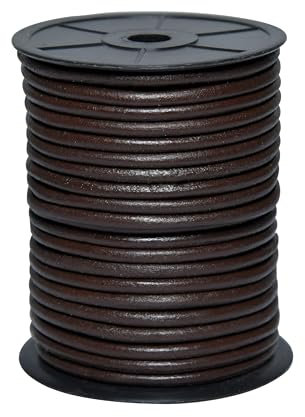 Cords Essentials Cordoncino rotondo in pelle, 5 mm, marrone scuro, 4,5 m