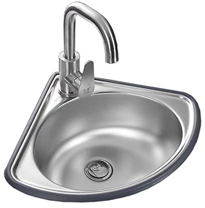 Lavello da Bar in Acciaio Inox A Vasca Singola Montaggio,Lavandino da Cucina Ad Angolo,con Staffa,Non Occupa Un'area,Molto Robusto,più Comodo da Pulire,per Lavanderia, Esterno. (Size : Hot And Cold)