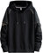 Moshtashio Felpa Uomo con Cappuccio Hoodie Nera Cotone College Pullover Techwear Moda Invernale