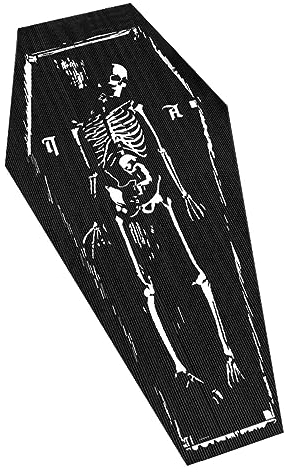 Sarg-Badematte, Halloween-Teppich mit Skelettmuster – Schwarze Gothic-Heimdekoration, gotischer schwarzer Badezimmerteppich, rutschfeste Totenkopf-Badezimmermatte, 40 x 100 cm