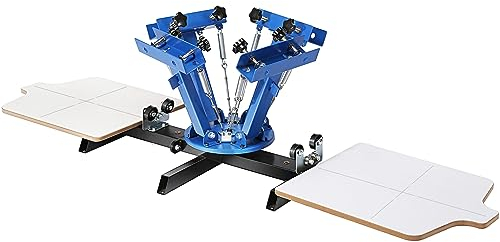 VEVOR Siebdruckpresse T-Shirt Siebdruckmaschine 4 Farben + 2 Stationen, T-Shirtpresse, Hitzepresse Transferpresse DIY Ausrüstung Drucker, Textildruck Kleidung, Kissenbezüge, Gepäckstücke usw.