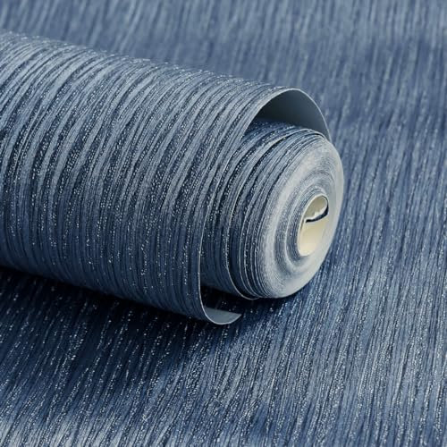 World of Wallpaper Roma Metallic Texture - Heavyweight Vinyl - Modern Decorative Luxury for Living Room & Bedroom - Steel Blue/Silver
