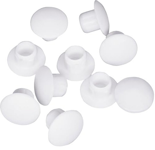 SKIR'CO Lot de 40 bouchons en plastique blanc de 7 mm pour trou de perçage, bouchons de trou de meubles, bouchons de trou à vis