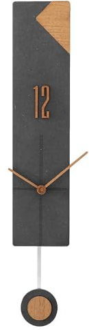 MPM Design Pendeluhr, Dunkle Wanduhr Holz, Hochwertige Verarbeitung Aus Holz Und Glas, Elegante Modern, Präziser Quarz-Schrittmotor, Große Mit Pendel (Helles Holz/Schwarz)
