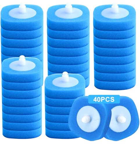 Newthinking Disposable Toilet Bowl Brush Refills 40 Packs, Bathroom Scrubber Wand Replacement Cleaner Pads for Sink Bathtub Wash Basin Mop Pool