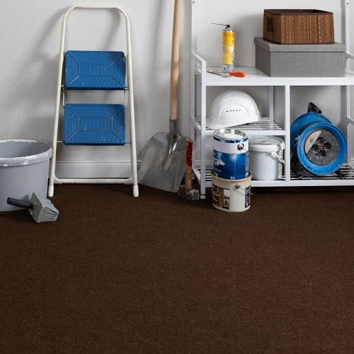 Steffensmeier Teppichboden Nadelfilz Paris | Meterware Rollenware Bodenbelag 3 mm für Abstellkammer Dachboden Hobbyraum | Braun, Größe: 200x400 cm