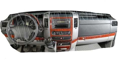 AUTOKLEIDUNG® Cockpit Dekor kompatibel mit Mercedes Sprinter/Volt/Crafter ab Baujahr 04/2006 18 Teile | 3D Carbon Optik