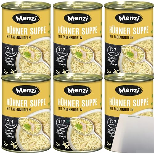 Menzi Hühnersuppe mit Fadennudeln 6er Pack (6x400ml Dose) + usy Block