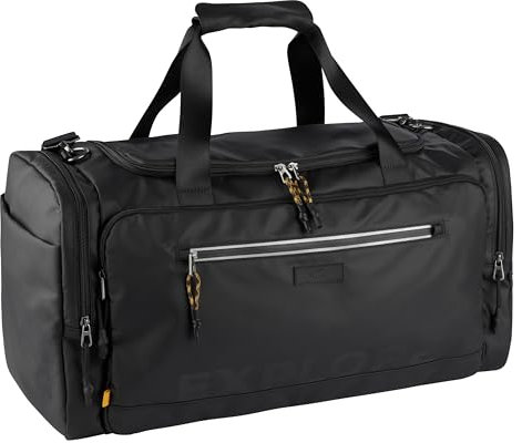 camel active Herren Explore Weekend Bag aus recyceltem Nylon Schwarz, Menswear-L