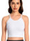 ANGOOL Sport Tank Top Damen Racerback Rippenstrick Ungepolstert Spaghetti Crop Top Seamless Elastische Ärmelloses Rundhalsausschnitt Fitness Yoga Alltagskleidung, Weiß, XS-S