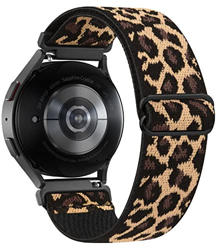 Stretchy Straps Compatible with Samsung Galaxy Watch 6 Strap 40mm 44mm,Samsung Galaxy Watch 6 Classic Strap 43mm 47mm,20mm Stretch Nylon Replacement for Samsung Galaxy Watch 6/5/4 (Leopard)