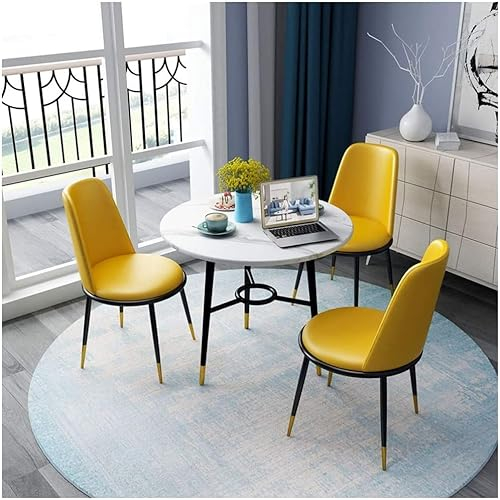 Konferenz-/Empfangsraum-Couchtisch mit Stuhl, Couchtisch und Stuhl-Kombination, nordische moderne Möbel-Sets, Freizeit-Holz, runder Tisch, Ledersitz, Stuhl, Büro, Besprechungsraum, Küche (gelb) To