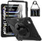 Gerutek Funda Anticaída para iPad Pro 13 Pulgadas M4 2024, Carcasa Rugosa con Protector Pantalla, Soporte Giratorio, Correa de Mano/Hombro, Portalápiz, Funda para iPad Pro 13 (7ª Generación), Negro