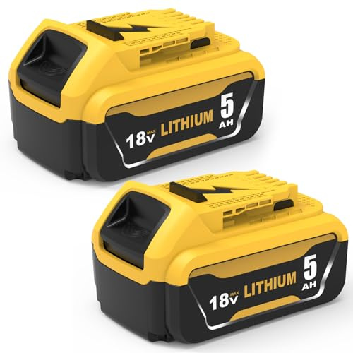 2 pièces 18V 5000mAh DCB184 Remplacement pour Dewalt Batterie 18V pour Dewalt Batterie DCB184 DCB180 DCB181 DCB182 DCB200 DCB201 DCB204 DCB127 DCB112 DCB115 avec indicateur LED