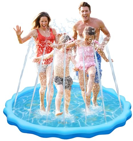 LOVICVKEM Splash Pad Ronda, Tapete de Juegos de Agua 170CM Almohadilla de Aspersor de Juego, Verano Juguete Acuático para Niños, Almohadilla de Rociadores, Piscina para niños