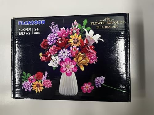PLAXSOON Blumen Bauspielzeugset für Erwachsene, 18 Blumenstrauß Bausteine 1464 Stück, Botanical Kollektion Bauklötze Pflanzen Home Deko, Geschenk für Frauen Männer Kinder Jungen Mädchen