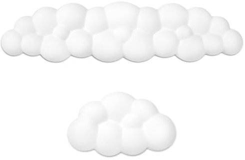 Bamyli Cloud Wrist Rest Keyboard, 2Pcs Wrist Support Keyboard, Soft Memory Foam Mouse Mat Wrist Support, Ergonomic Wrist Rest Keyboard and Mouse Set for Office Home Games (White)