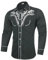 Sykooria Men's Shirts Long Sleeve Casual Vintage Floral Embroidery Button Down Western Cowboy Shirts Regular Fit