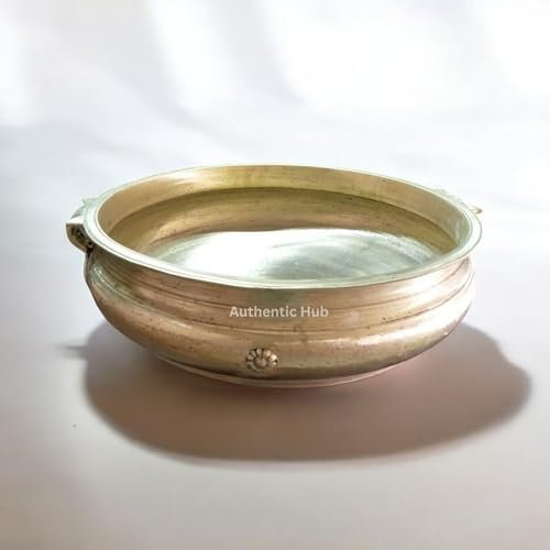 Handmade 16 Inch Unpolished Bronze Uruli Cooking Pot with Free Chattugam – Kerala Payasam Bowl | Diwali - AUTHENTIC HUB