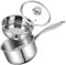 MEKOTRIN Stainless Steel Saucepan with Lid 16cm/2L Milk Pan Pot Soup Pot with & Glass Lid for Cooking Boiling Stewing Suitable for All Hobs & Induction