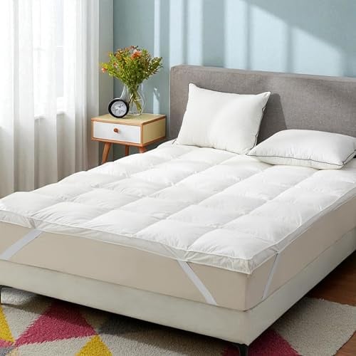 Luxtrous Mattress Topper Double Bed, Extra Thick 10cm Microfiber Topper, Ultra Soft and Breathable Soft Quilted Bed Tppers With Strong Elastic Straps, Premium Comfort & Supports Restful Sleep
