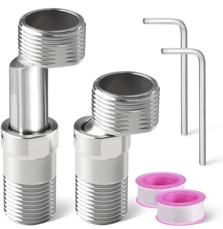 2 Piezas Excentricas Grifo Ajustable Excéntricas Grifo Ducha Excéntricas Regulables Adaptador Grifo Ducha 360° Ajustable Pie Curvado Angular Longitud Ajustable para Cocina Baño