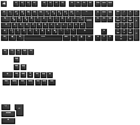 Glorious Gaming - Touches GPBT Basics en PBT, 8 Coloris, Classic Black, ineffaçables, pour claviers mécaniques Custom formats 100, 75, 65 et 60%, ANSI ou ISO, Disposition Allemande QWERTZ