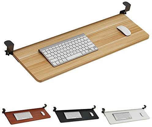 GUIXAN Ergonomic Desk Extender Sliding Keyboard Tray,for Slide-in/Out Under The Desk,Keyboard Drawer Height Adjustabl/A-Walnut/65 * 25Cm