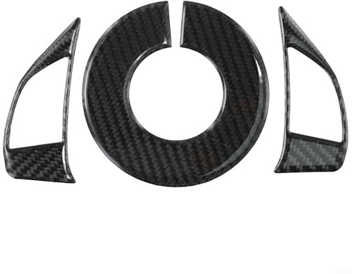 HomeVortex Copertura per volante interno in fibra di carbonio, kit decorativo per Fiat 500 2012 – 2015 nero protezione cruscotto auto