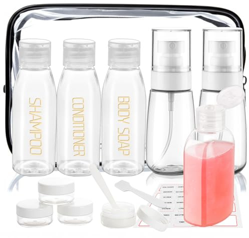 Decorniqu 15 Pack Travel Bottles for Toiletries TSA Approved Travel Size Containers Leakproof Shampoo and Conditioner Bottles Empty Plastic Squeeze Bottle with Flip Cap Toiletry Essentials(Clear)