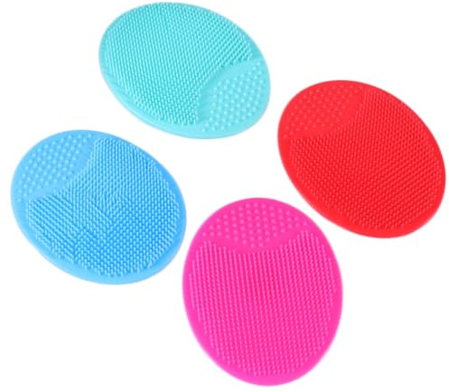 BAZEITFLOW 4 Stück Silikon Gesichtsbürsten Antibakterielle Massagepads Rutschfeste Reinigungspads für Hauttypen Manuelle Gesichtsreinigung Sanftes Peeling für Babys und Erwachsene