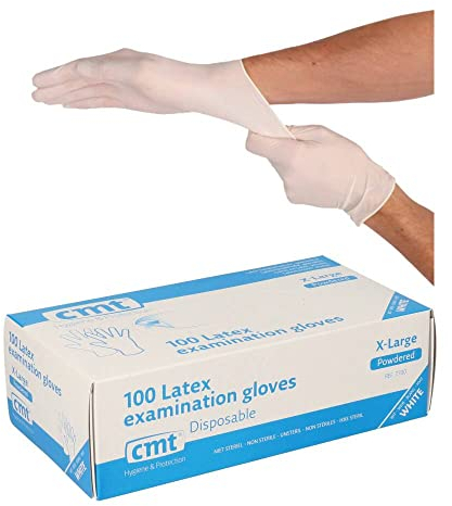 CMT Latexhandschuhe, gepudert, Weiß, X-large (9-10), 100st/Spender, 1000 St./Schachtel