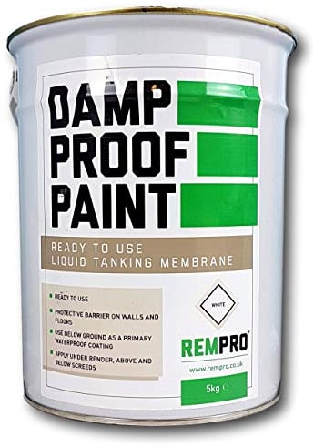 Rempro 5kg White Damp Proof Paint - Internal & External Liquid DPM for Water & Vapour Membrane Proofing Applications