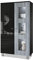Vladon Vitrine Denjo, Made in Germany, Standvitrine mit 2 Türen und 3 Glaseinsätzen, Schwarz matt/Schwarz Hochglanz/Avola-Anthrazit, inkl. LED-Beleuchtung (71 x 129 x 35 cm)