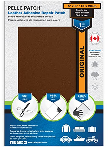 Pelle Patch - Selbstklebende aufkleber für ledersofas - In 25 Farben erhältlich - Original 13cm x 20cm - Hellbraun