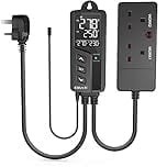 Elitech Temperature Controller Digital Thermostat for Aquarium Carboy Homebrew Seed Fermenter Greenhouse 220V 10A 2200W, 2-Stage Outlet Thermostat Heating and Cooling Mode with Temp Sensor