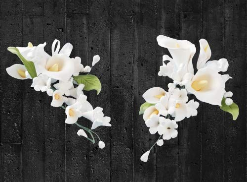 COXIMUS backen und mehr Zuckerblumenbouquet Calla 2 Stück | Tortendekoration zur Hochzeit und Geburtstagen