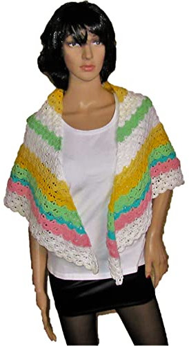 Handgemacht/Dreieckstuch/Schultertuch/Wickelschal/Schal/gehäkelt / 5 Farbig/Mund-Nasen-Bedeckung