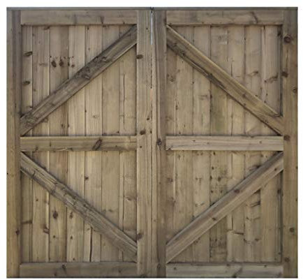 Pressure Treated Feather Edge Double Driveway Wooden Garden Gates (1.65m High X 2.4m Wide)