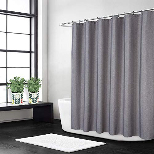 Hotel Luxus Flachs Leinen wie 240GSM Schwerer Stoff Duschvorhang mit Haken waschbar,grau,150x200 cm