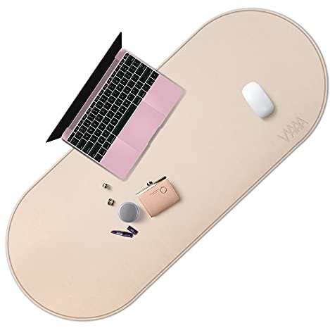 VYAAA Schreibtischunterlage aus Leder, Gaming-Mauspad, Schreibtischunterlage, rutschfest, PU-Leder, Laptop-Schreibunterlage für Büro und Zuhause (100 cm x 40 cm, gelb）